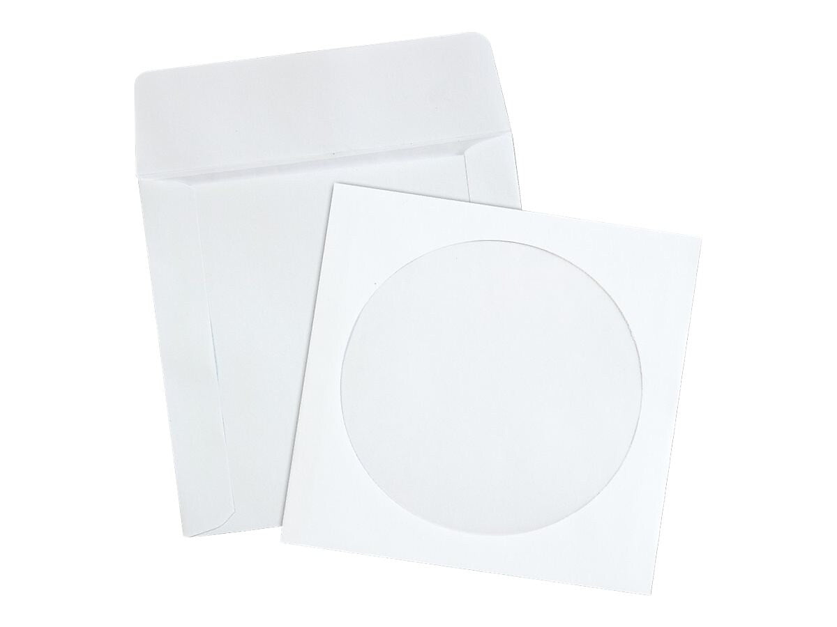 Quality Park Sleeves for CD/DVD, White Paper, 100/Box