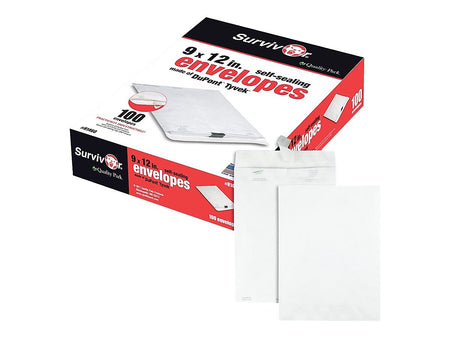 Quality Park Survivor Self Seal Catalog Envelopes, 9"L x 12"H, White, 100/Box