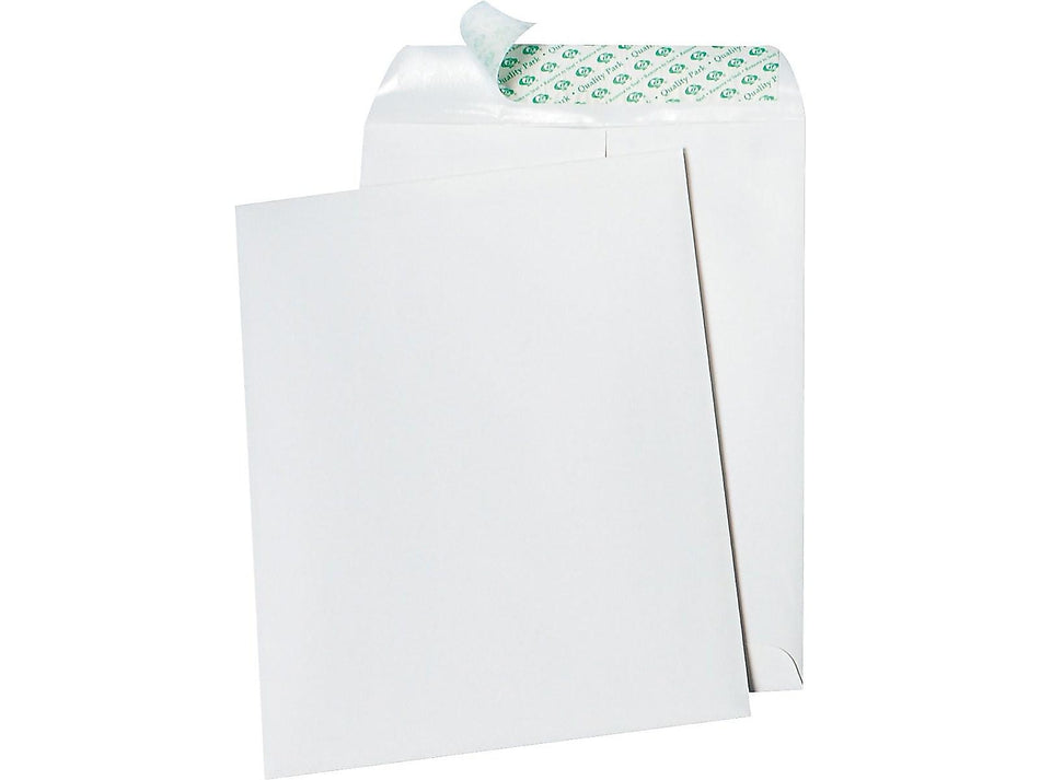 Quality Park Tech-No-Tear Redi-Strip Catalog Envelopes, 9" x 12", White, 100/Box