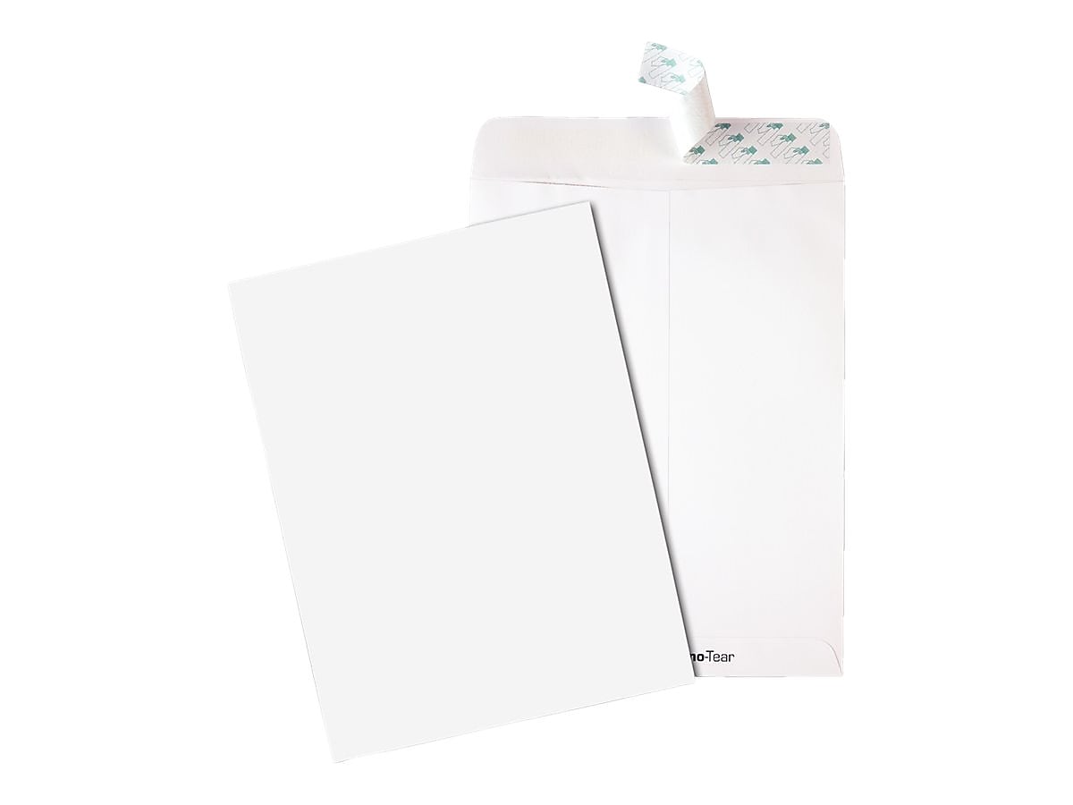 Quality Park Tech-No-Tear Redi-Strip Catalog Envelopes, 9" x 12", White, 100/Box