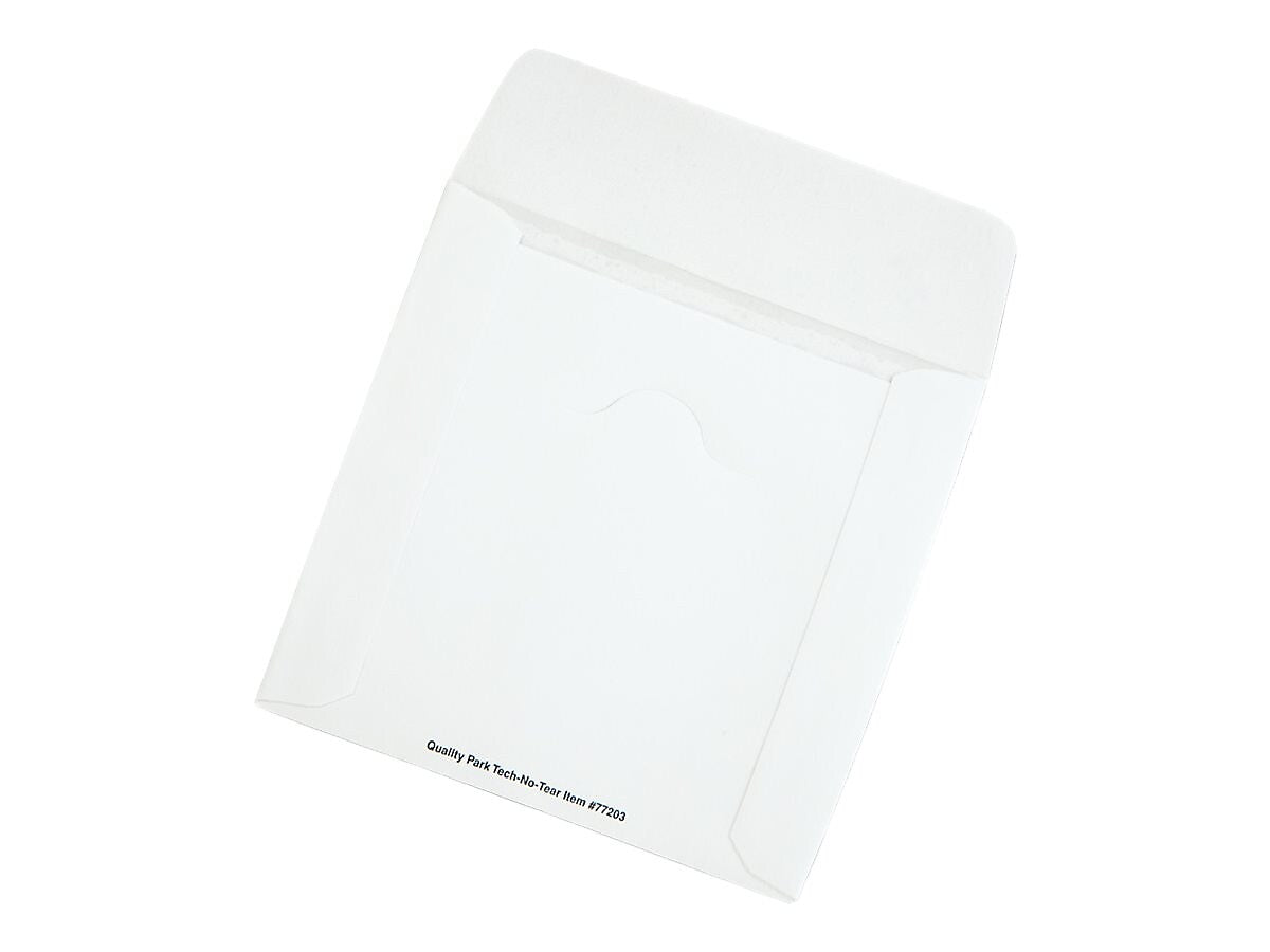Quality Park Tech-No-Tear Sleeves for CD/DVD, White Paper, 100/Box