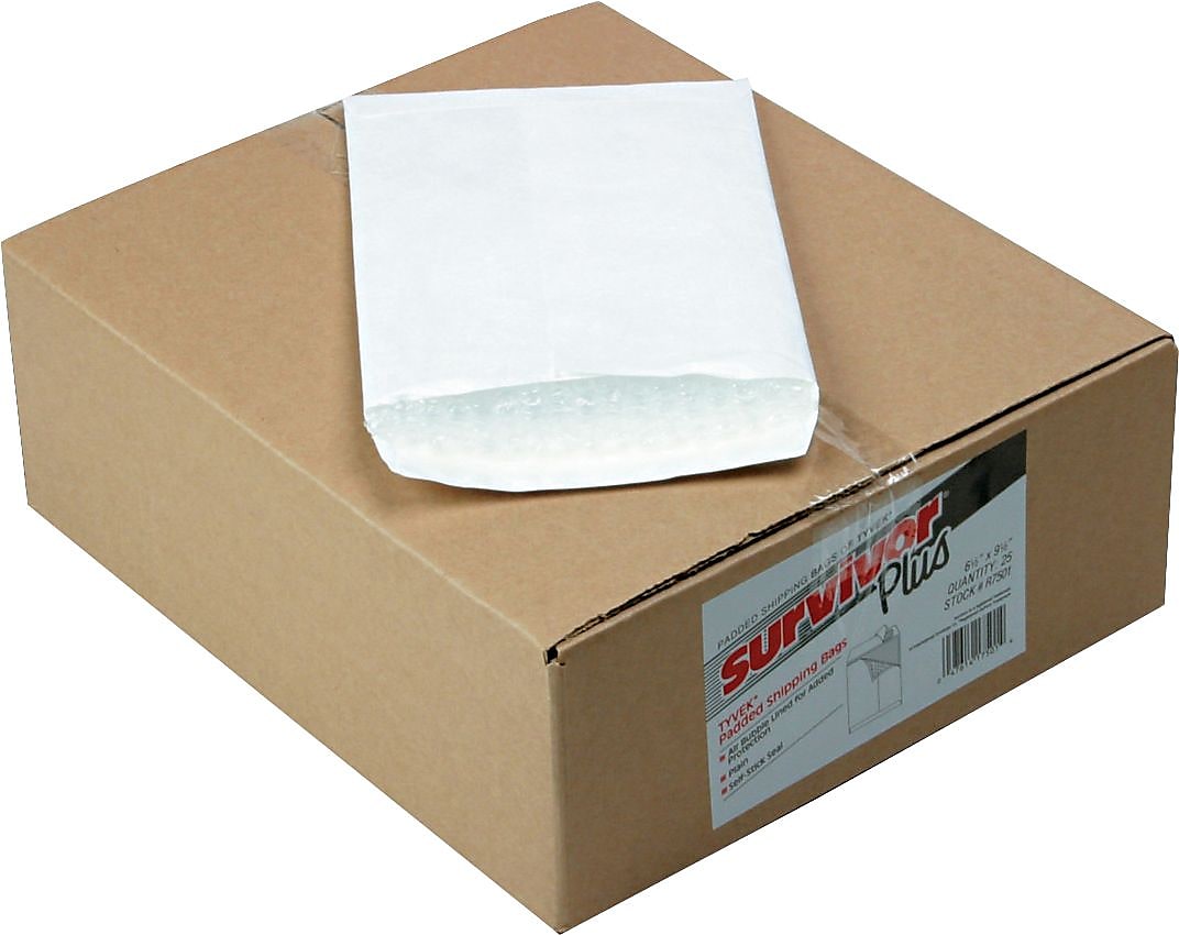 Quality Park Tyvek® Self-Seal Air Bubble Mailers, Side Seam, White, 6 1/2