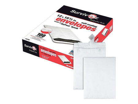 Quality Park Tyvek Survivor Self Seal Catalog Envelopes, 12"L x 15.5"H, White, 100/Box