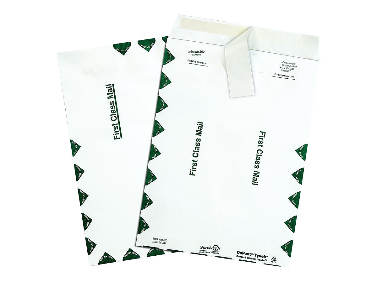 Quality Park Tyvek Survivor Self Seal Catalog Envelopes, 9" x 12", White, 100/Box