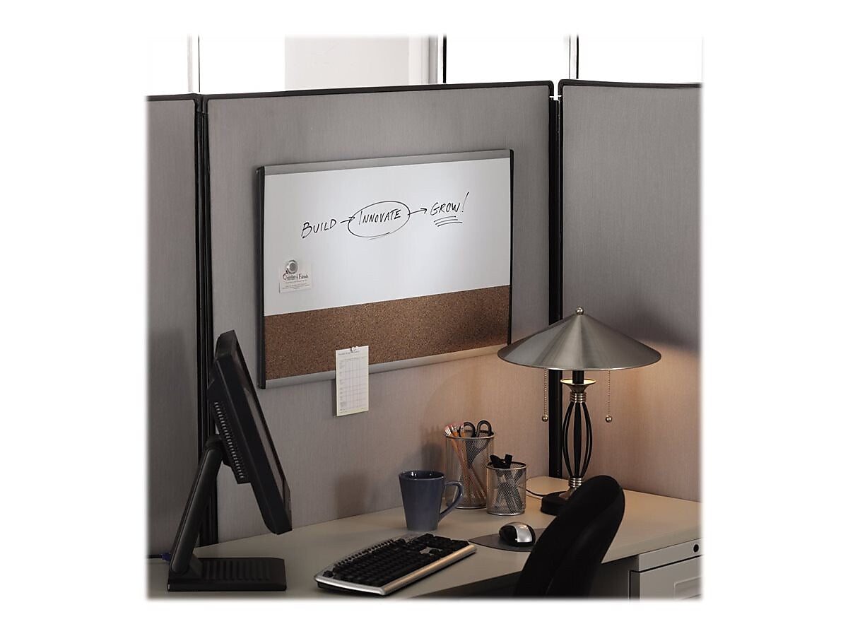 Quartet Arc Cubicle Cork & Dry Erase Whiteboard, Aluminum Frame, 2.5' x 1.5'