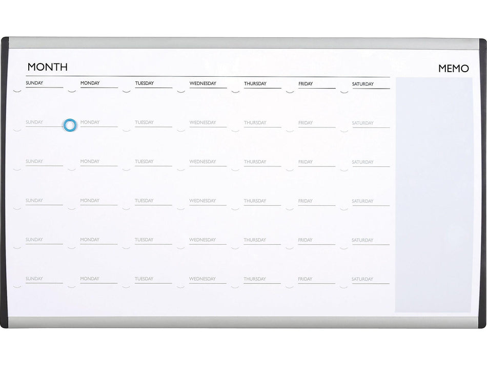 Quartet Arc Magnetic Painted Steel Calendar Whiteboard, Aluminum Frame, 2.5' x 1.5'