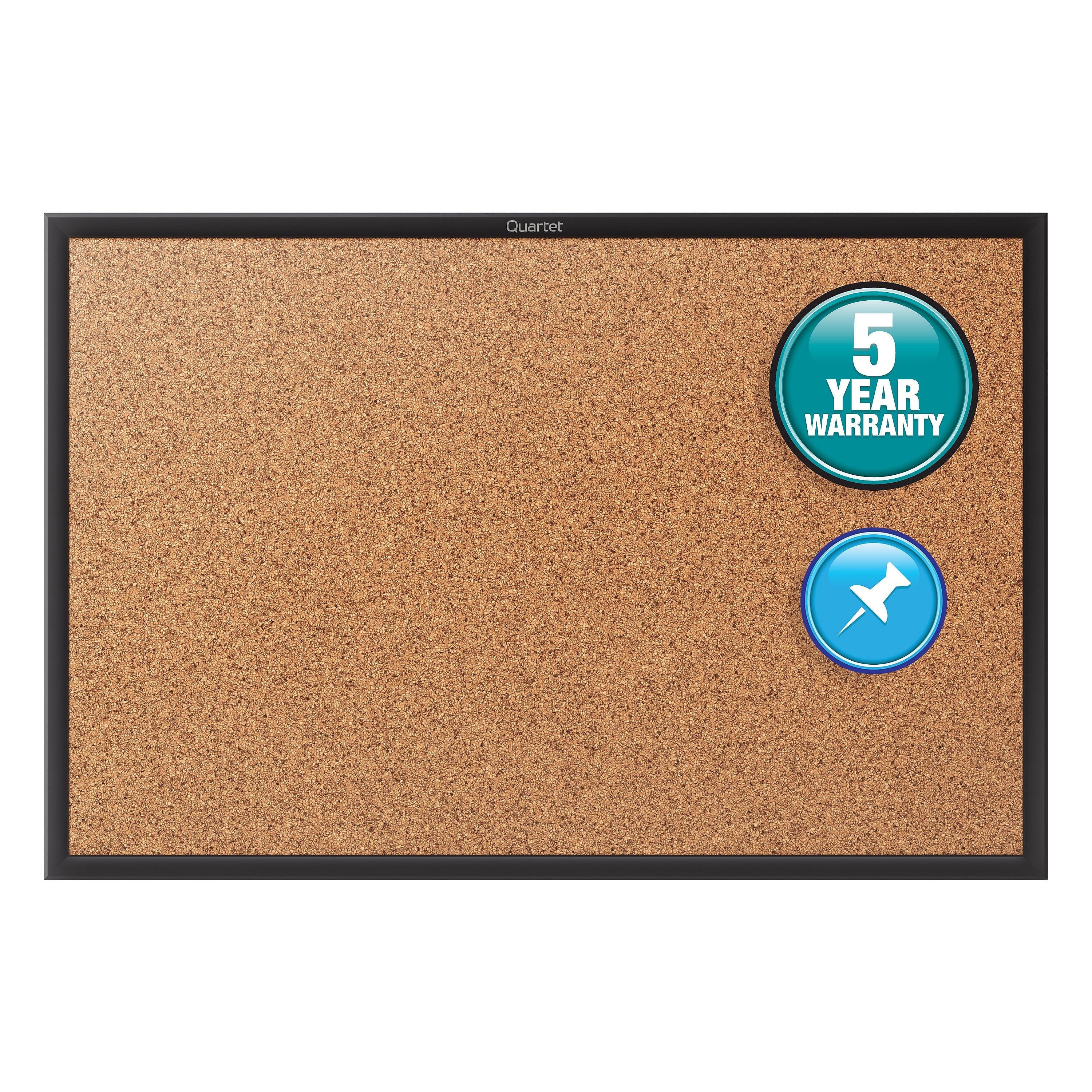 Quartet Classic Cork Bulletin Board, Black Frame, 2'W x 1.5'H