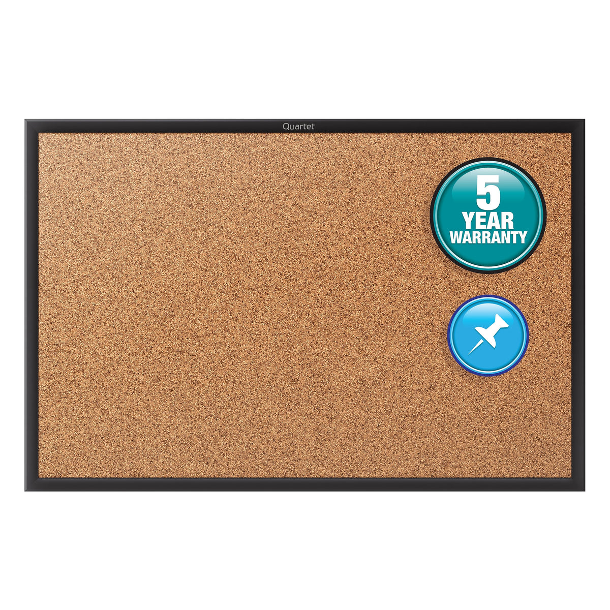 Quartet Classic Cork Bulletin Board, Black Frame, 3' x 2'