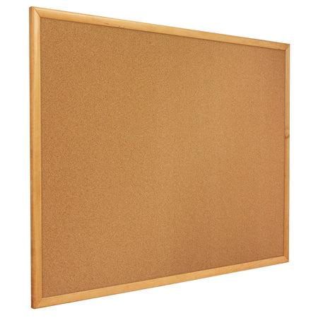 Quartet Classic Cork Bulletin Board, Oak Frame, 3'H x 1'W