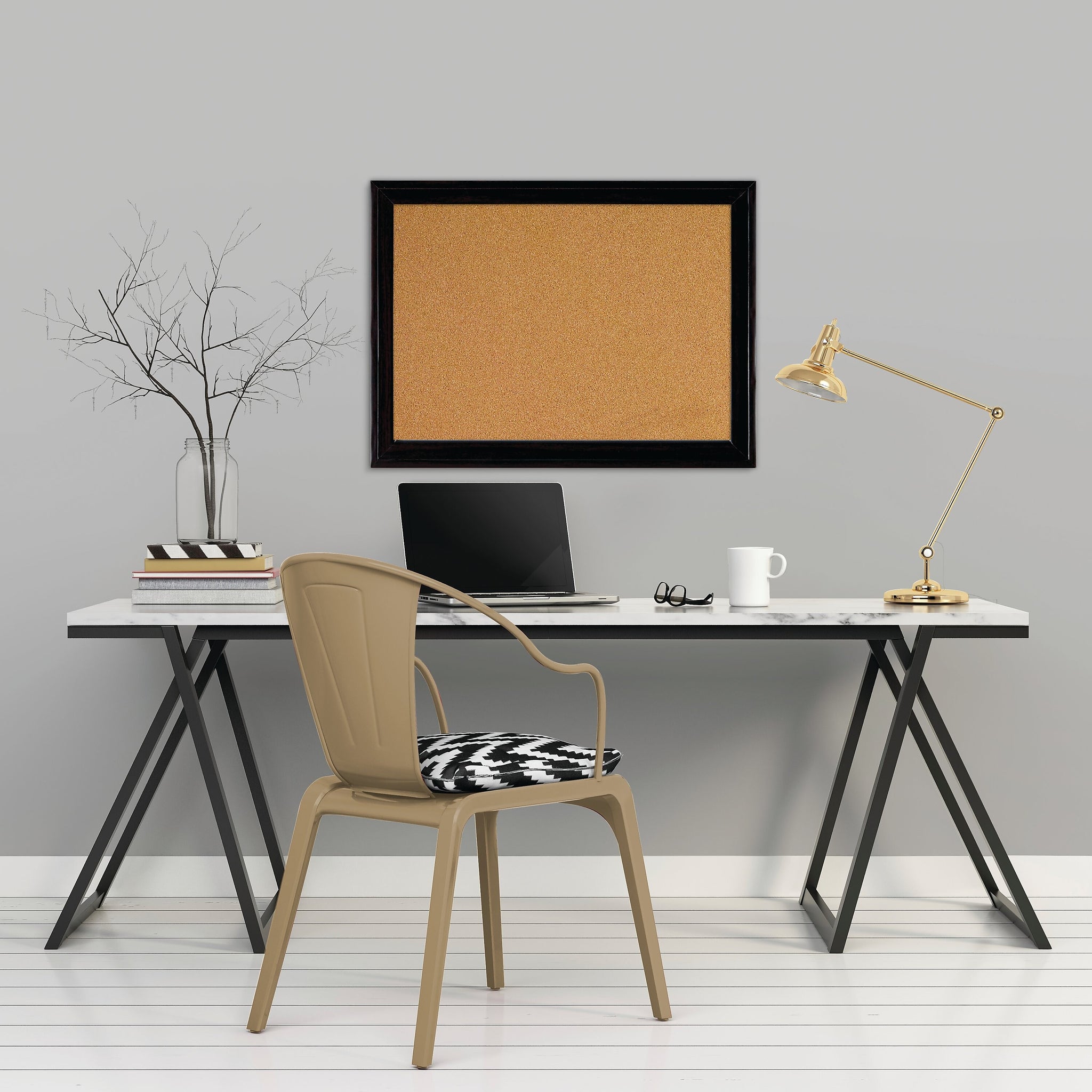 Quartet Cork Bulletin Board, Black Frame, 11
