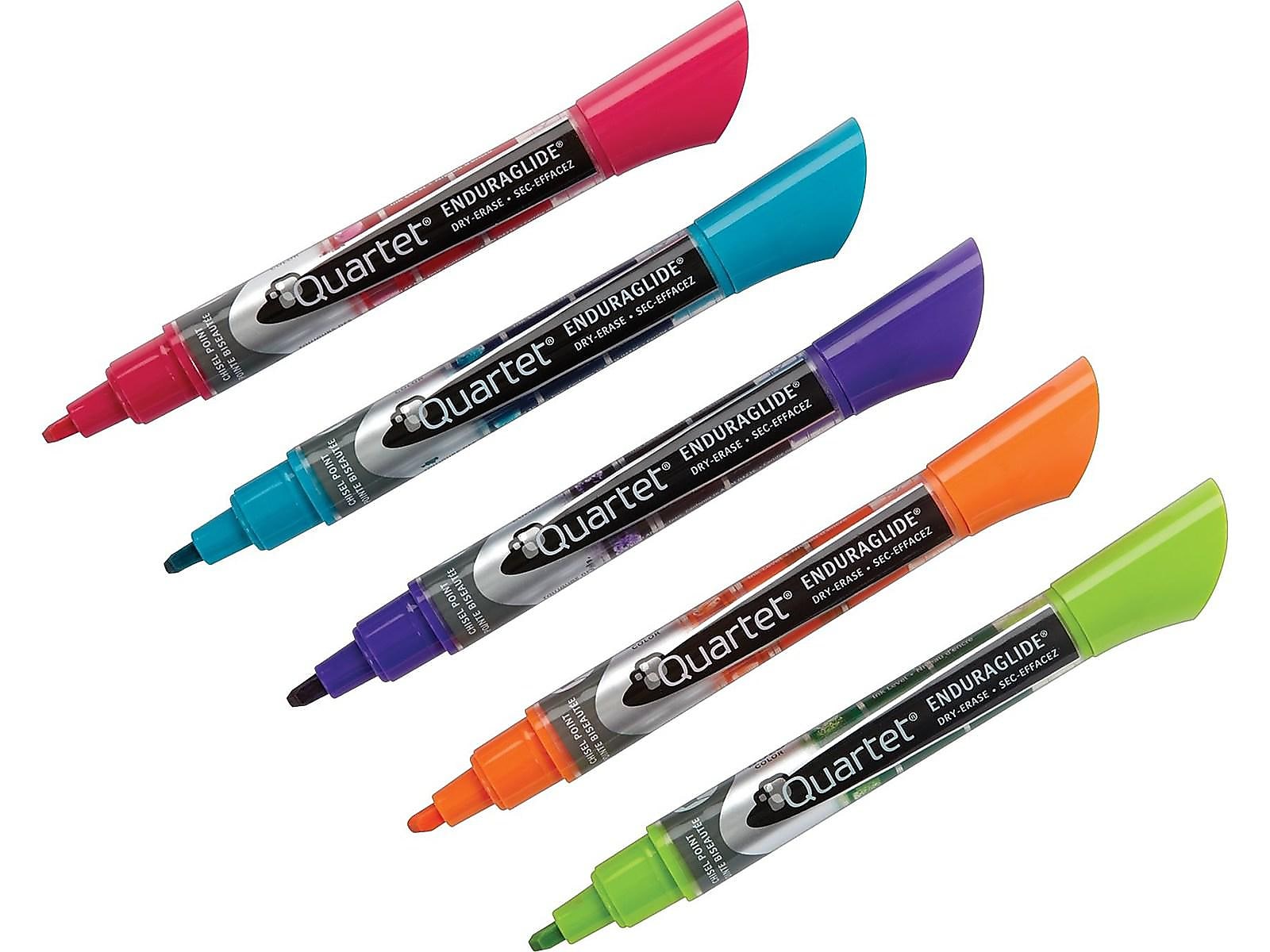 Quartet EnduraGlide Dry Erase Markers, Chisel Tip, Assorted, 12/Pack