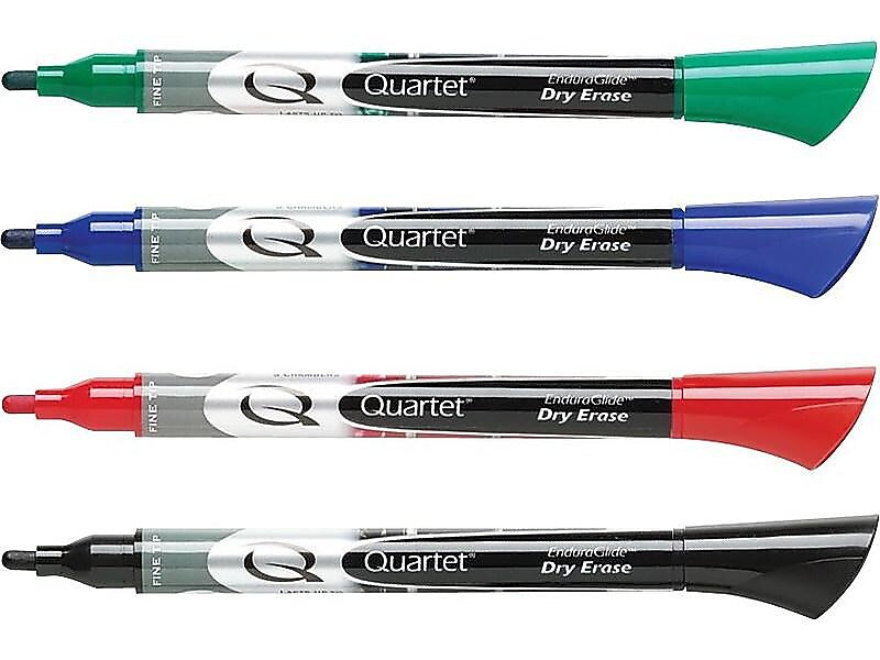 Quartet EnduraGlide Dry Erase Markers, Fine Tip, Assorted, 4/Pack