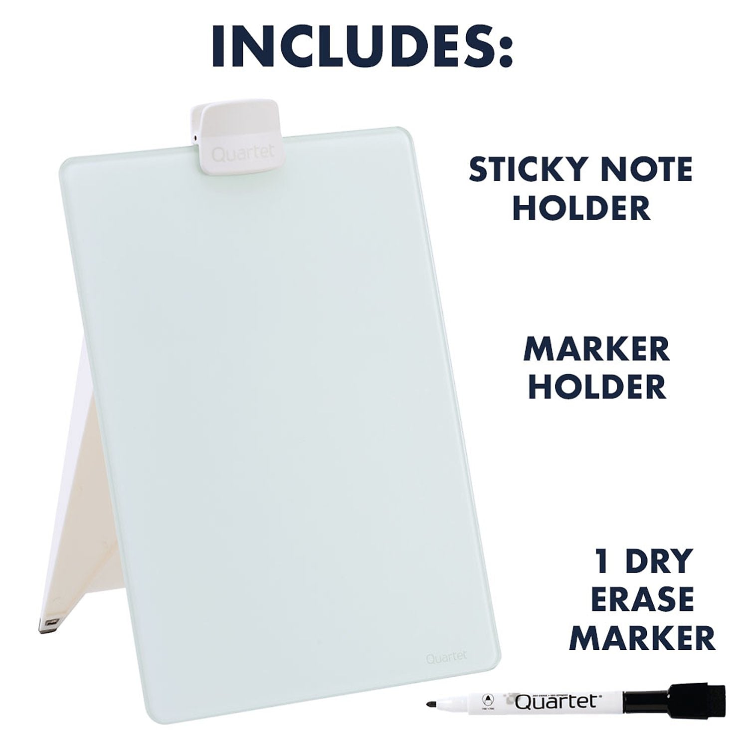 Quartet® Glass Dry-Erase Desktop Easel, White Surface, Frameless, 9