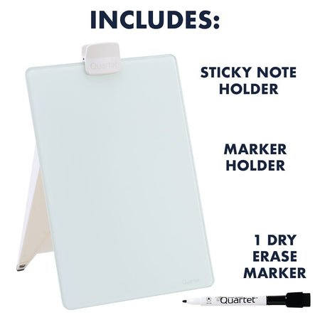 Quartet® Glass Dry-Erase Desktop Easel, White Surface, Frameless, 9"W x 11"H