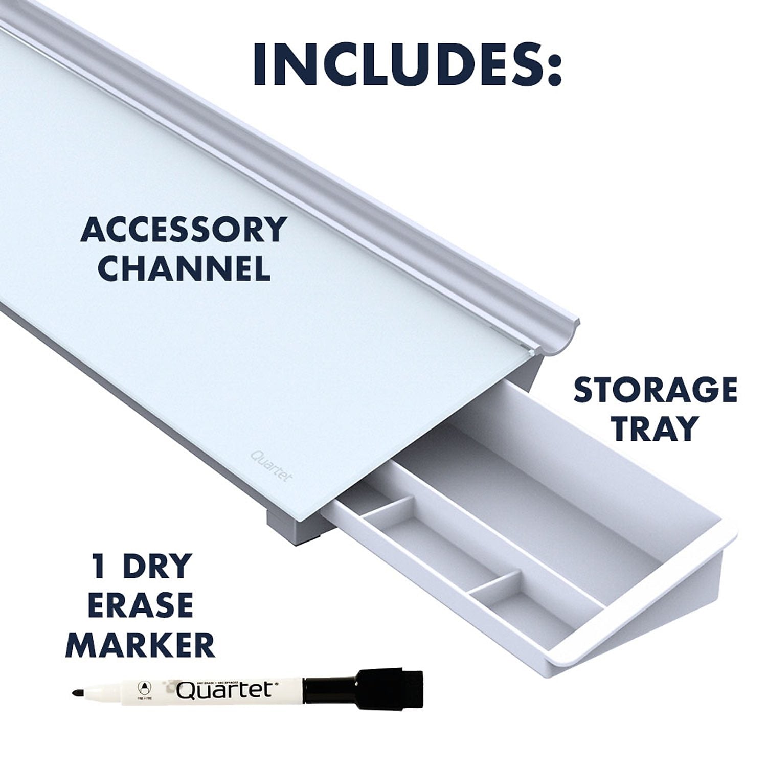 Quartet Glass Dry-Erase Whiteboard, 0.5' x 1.5'