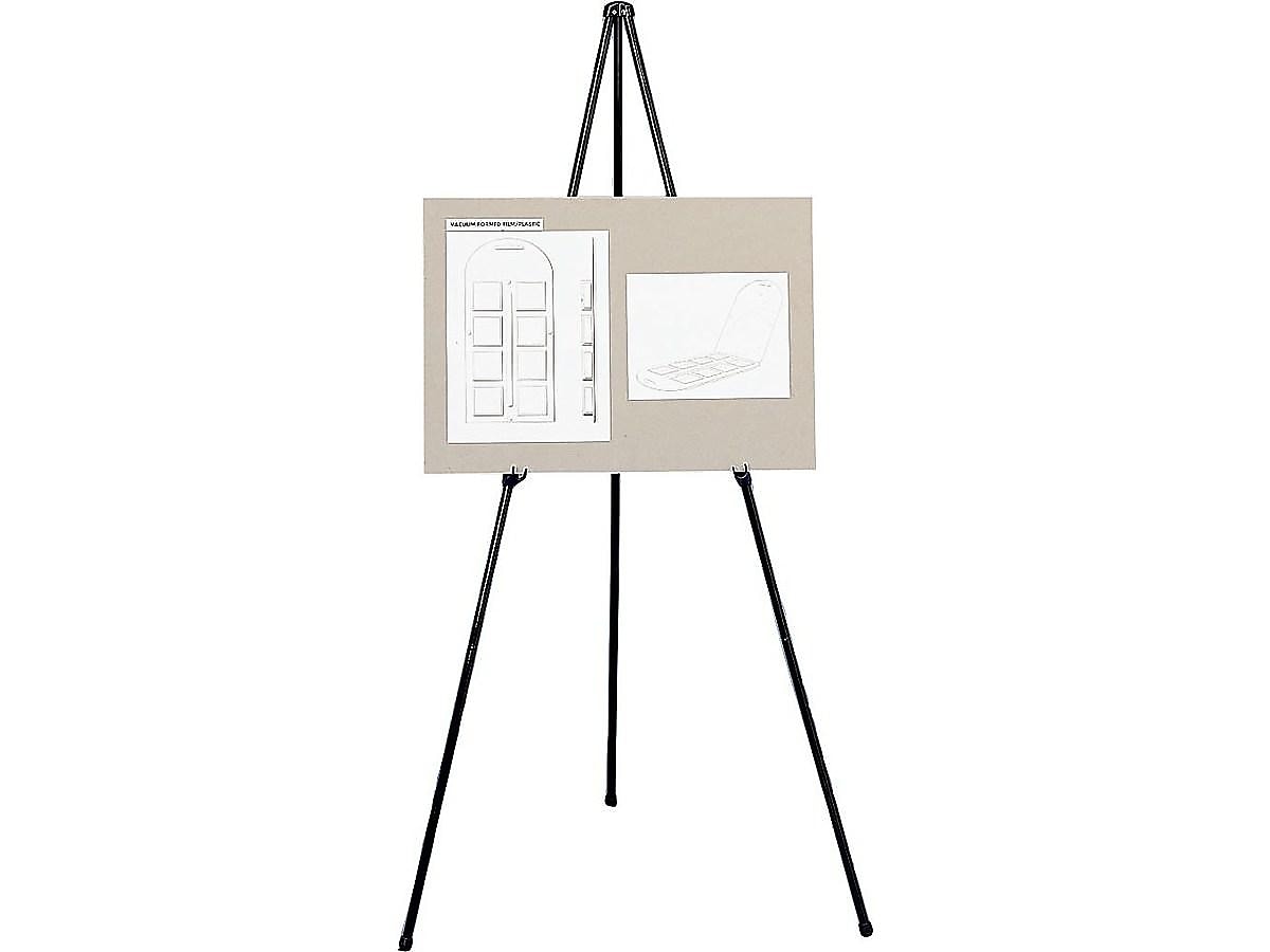 Quartet Heavy-Duty Instant Easel Display Easel, 63", Black Metal