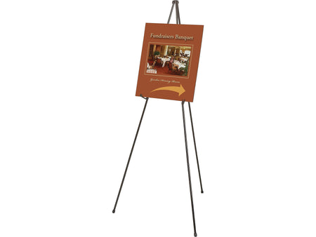 Quartet Heavy-Duty Instant Easel Display Easel, 63", Black Metal