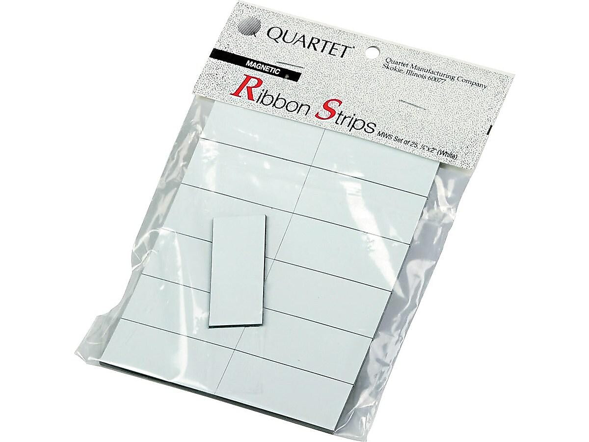 Quartet Magnetic Strips, White, 25/Pack