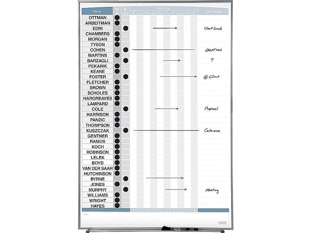 Quartet Matrix Magnetic Painted Steel In-Out-Board, Aluminum Frame, 34