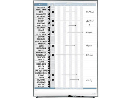 Quartet Matrix Magnetic Painted Steel In-Out-Board, Aluminum Frame, 34" x 23"