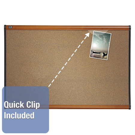 Quartet Prestige Cork Bulletin Board, Cherry Frame, 2'H x 3'W