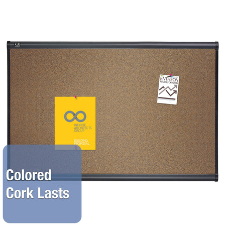 Quartet Prestige Cork Bulletin Board, Graphite Frame, 2'H x 3'W