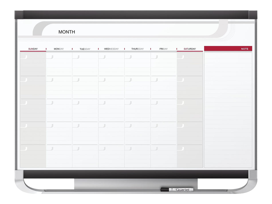 Quartet Prestige Magnetic Total Erase Calendar Whiteboard, 4' x 3', Graphite Frame