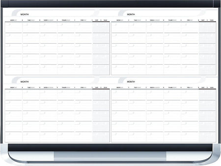 Quartet Prestige Magnetic Total Erase Calendar Whiteboard, Graphite Frame, 3' x 2'