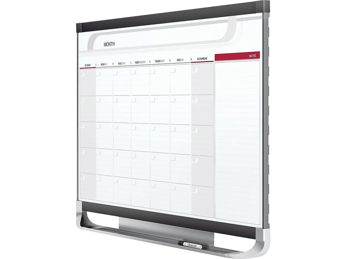 Quartet Prestige Magnetic Total Erase Calendar Whiteboard, Graphite Frame, 3' x 2'