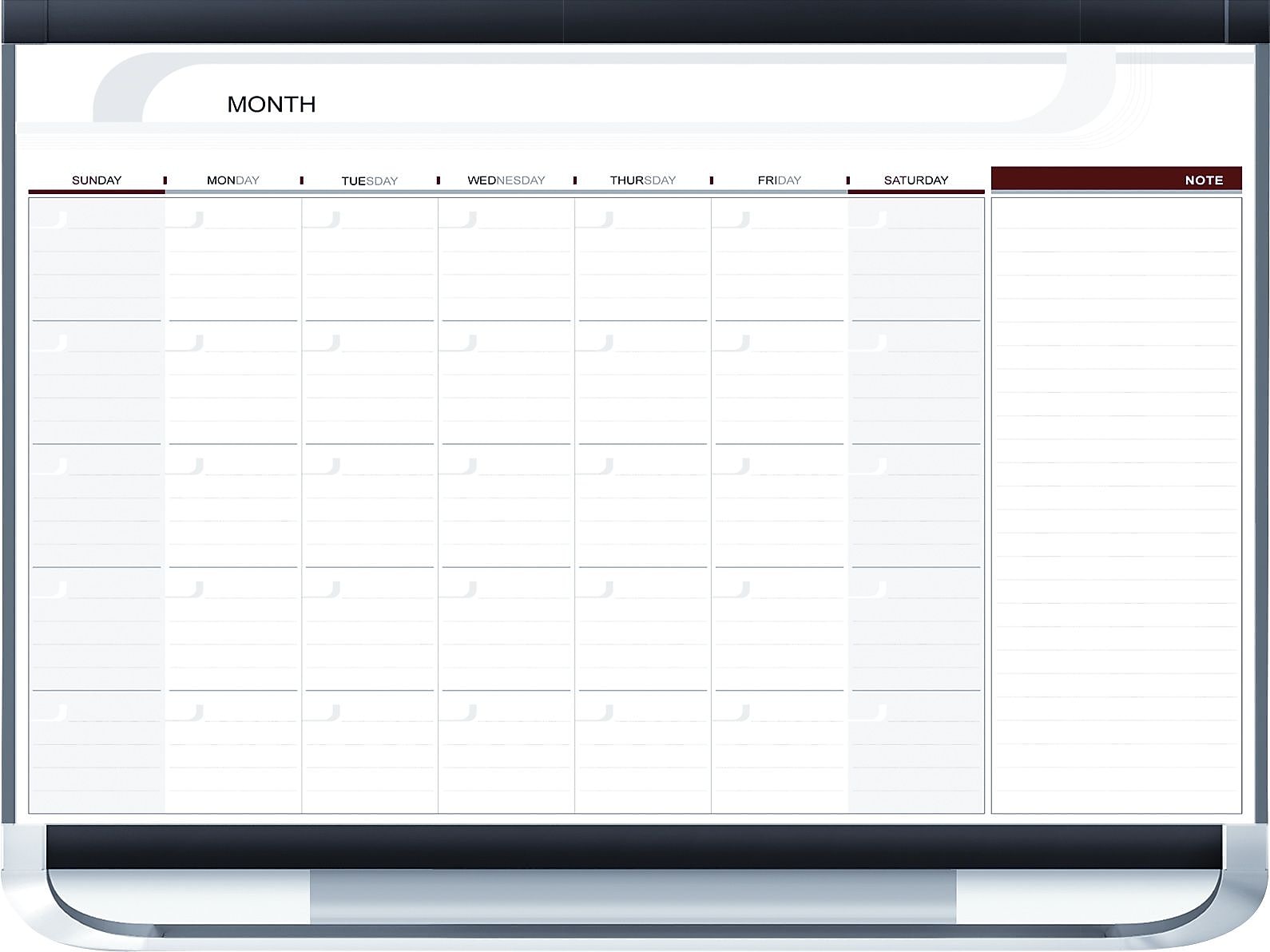 Quartet Prestige Magnetic Total Erase Calendar Whiteboard, Graphite Frame, 3' x 2'