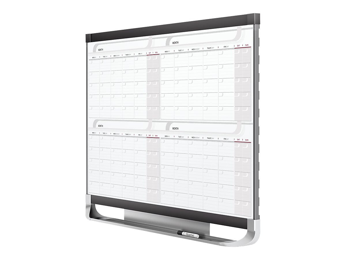 Quartet Prestige Magnetic Total Erase Calendar Whiteboard, Graphite Frame, 4' x 3'