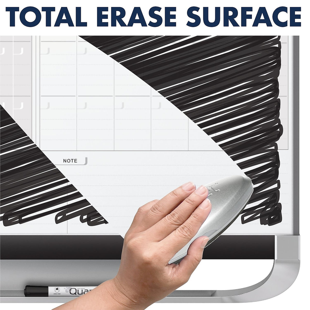 Quartet Prestige Total Erase Calendar Whiteboard, Graphite Frame, 3' x 2'