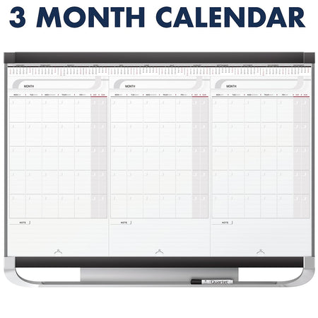 Quartet Prestige Total Erase Calendar Whiteboard, Graphite Frame, 3' x 2'