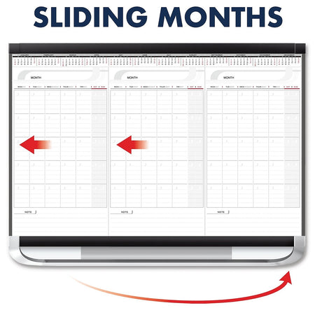 Quartet Prestige Total Erase Calendar Whiteboard, Graphite Frame, 3' x 2'