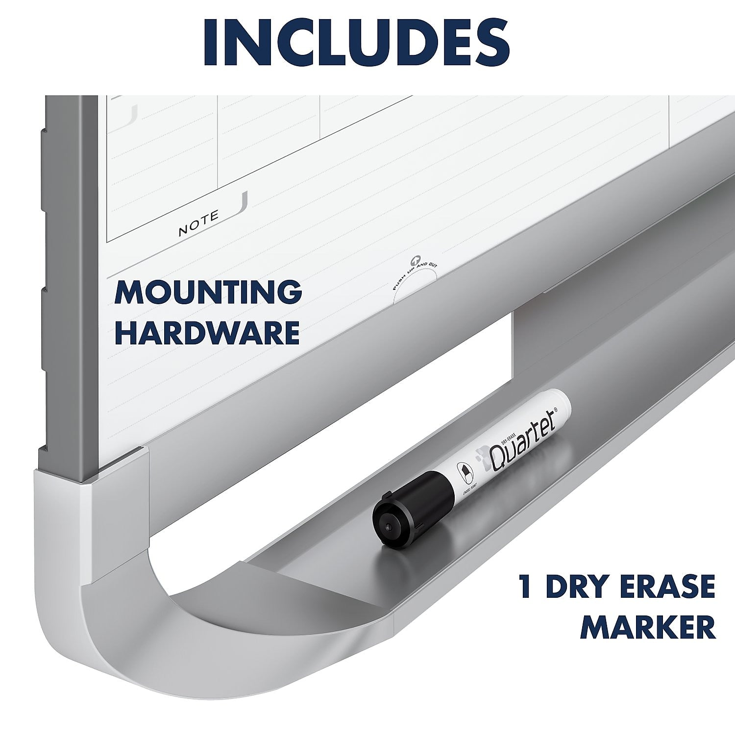 Quartet Prestige Total Erase Calendar Whiteboard, Graphite Frame, 3' x 2'