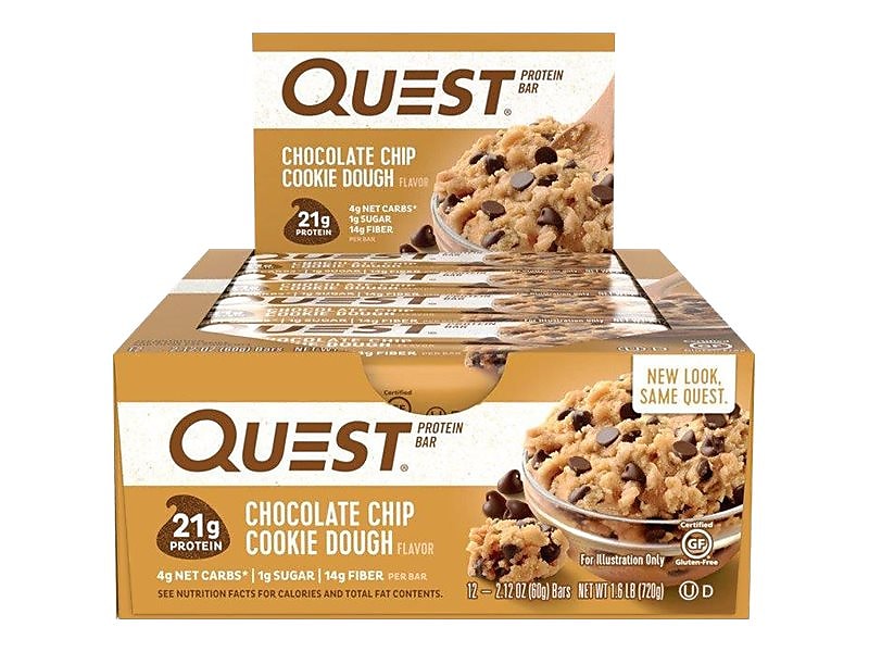Quest Gluten Free Chocolate Chip Protein Bar, 2.12 oz, 12/Box