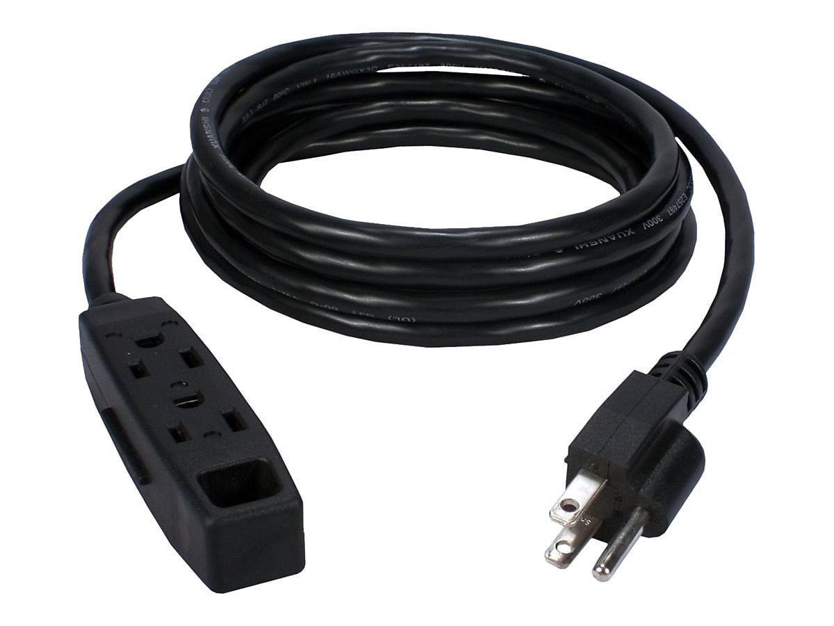 QVS 25' Extension Cord, 2-Outlet, 16 AWG, Black