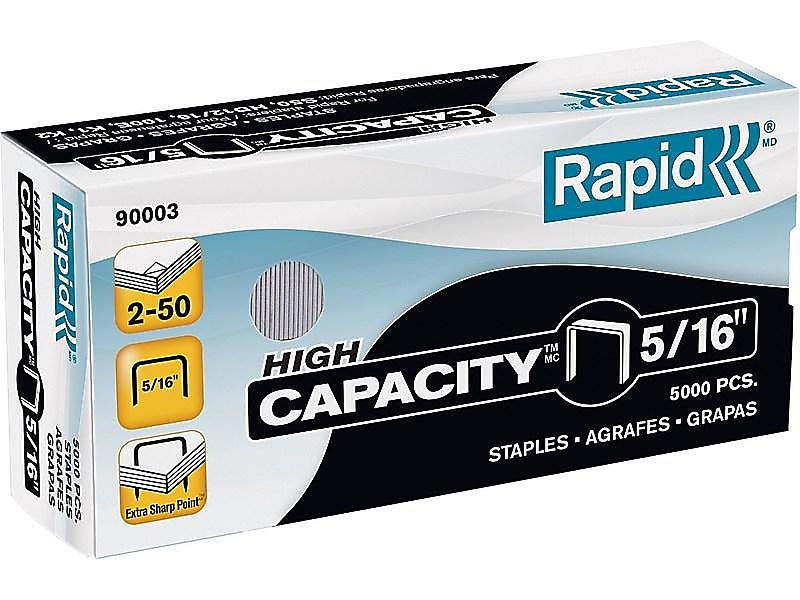 Rapid High Capacity 5/16" Length High Capacity Staples, Full Strip, 5000/Box