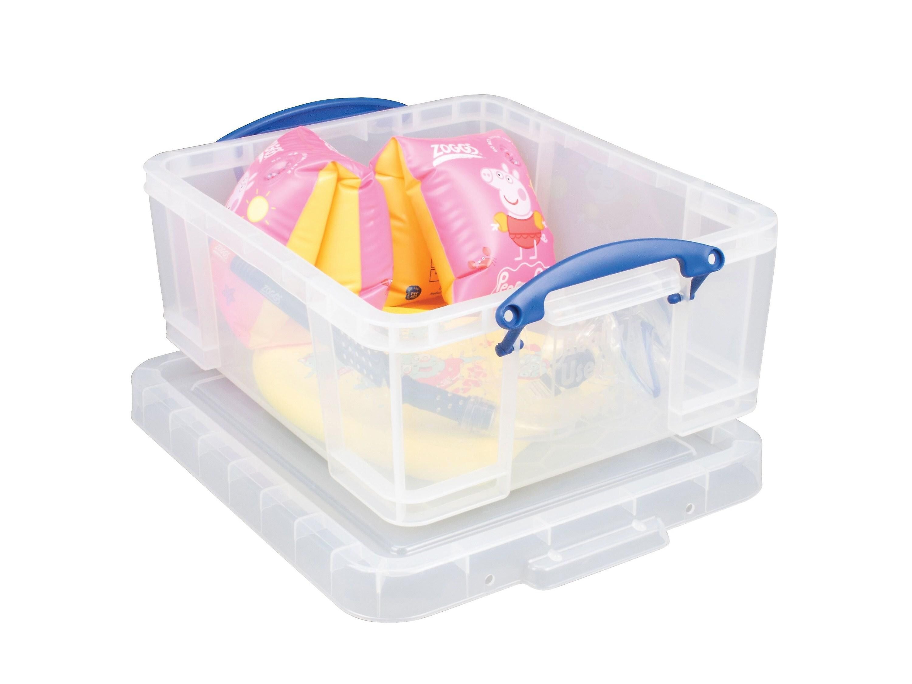 Really Useful Box 17 Liter Snap Lid Storage Bin, Clear, 4/Pack