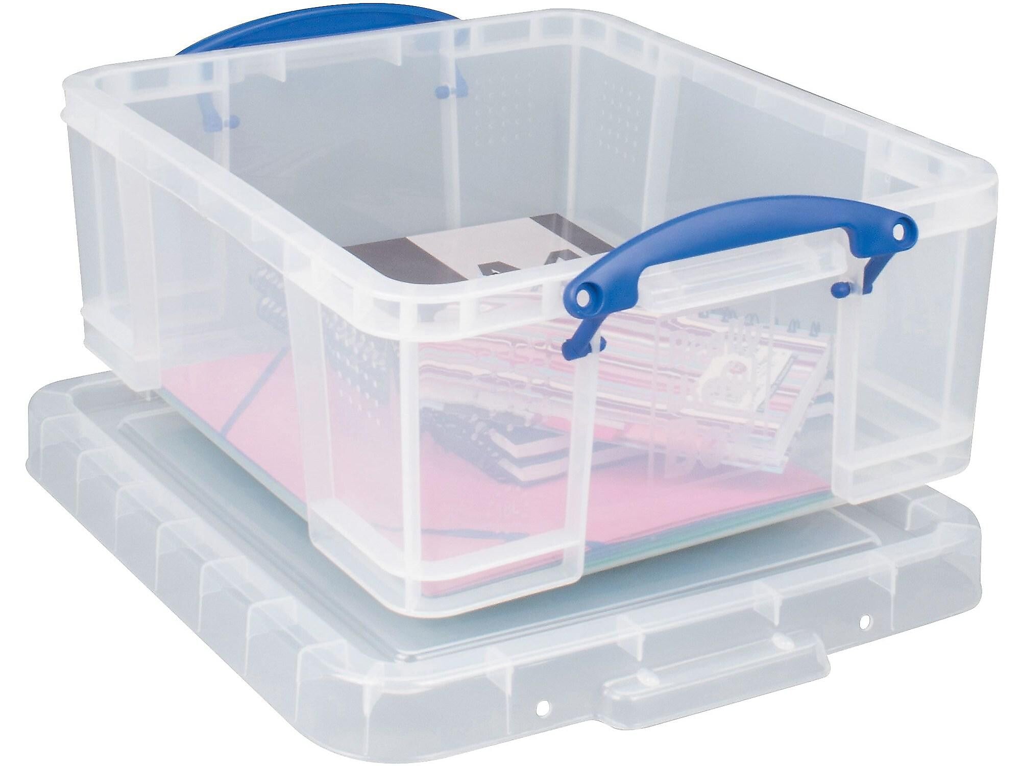 Really Useful Box 17 Liter Snap Lid Storage Bin, Clear, 4/Pack