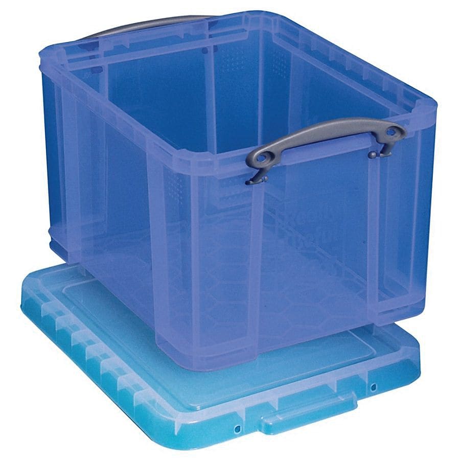 Really Useful Box 32L Snap Lid Storage Tote, Blue, Each
