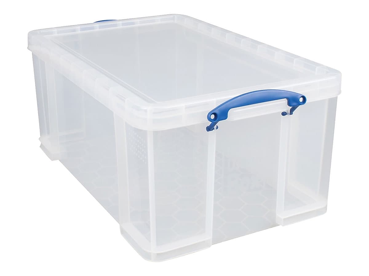 Really Useful Box® 64 Liter Snap Lid Storage Bin, Clear