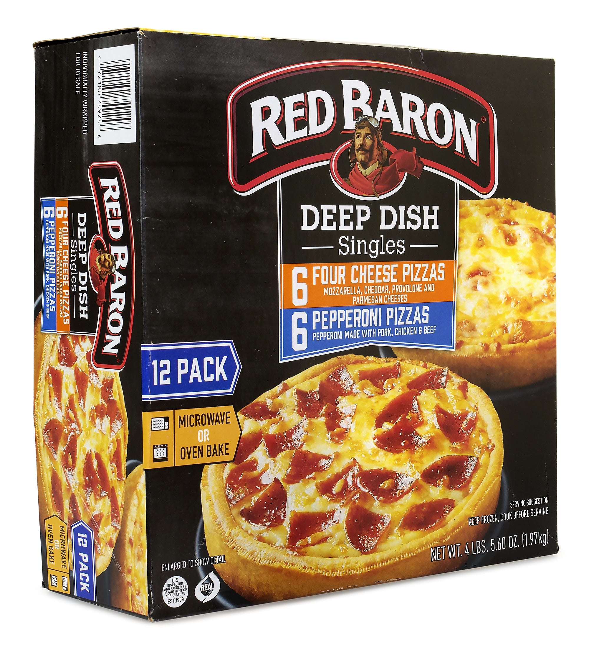 Red Baron Deep Dish Pizza Singles Variety Pack, 12/Pack