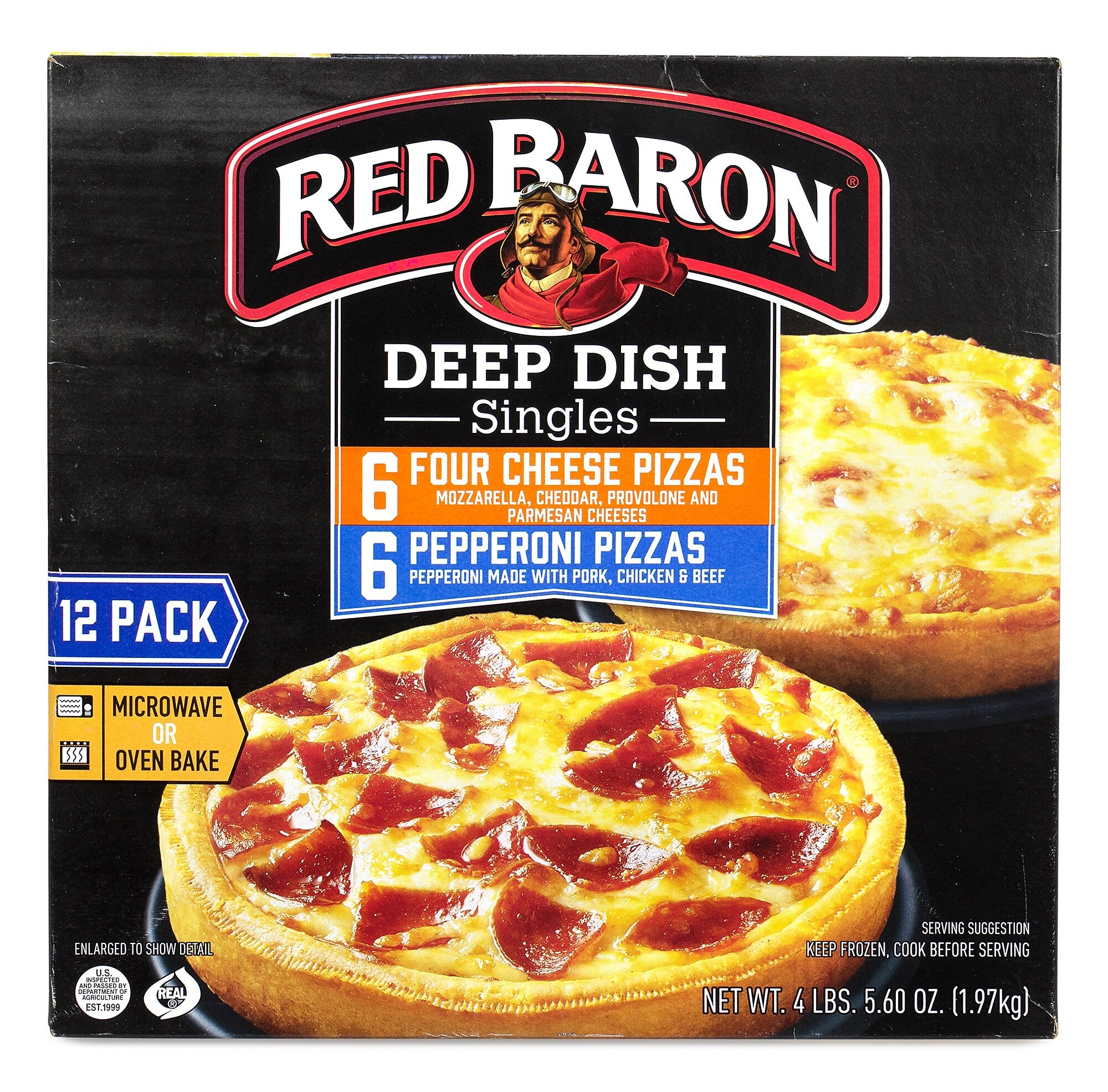 Red Baron Deep Dish Pizza Singles Variety Pack, 12/Pack