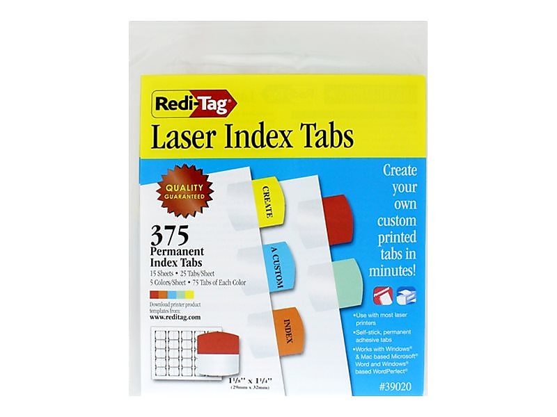 Redi-Tag Laser Tabs, Assorted Colors, 1.13