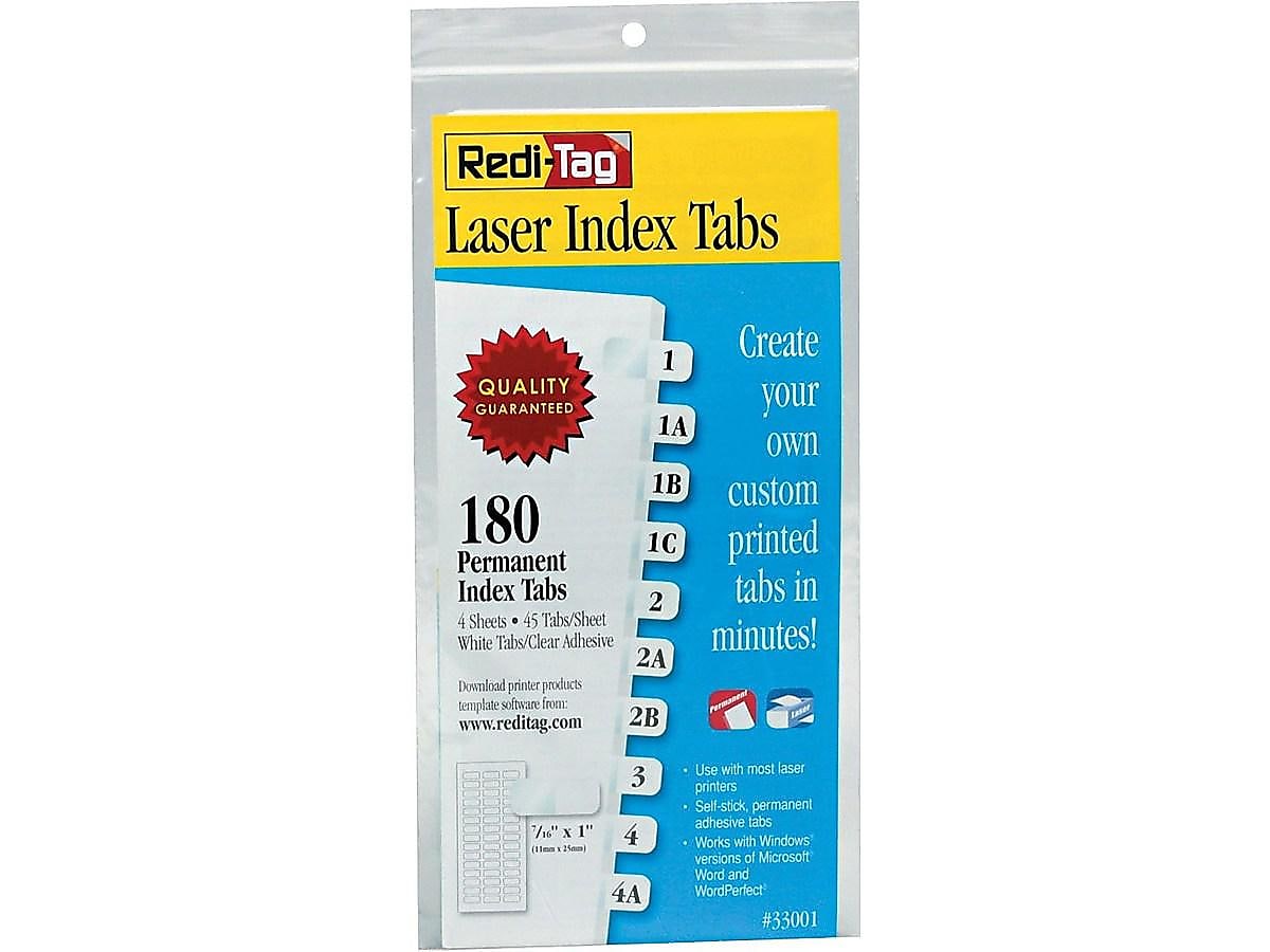 Redi-Tag Laser Tabs, White, 0.44