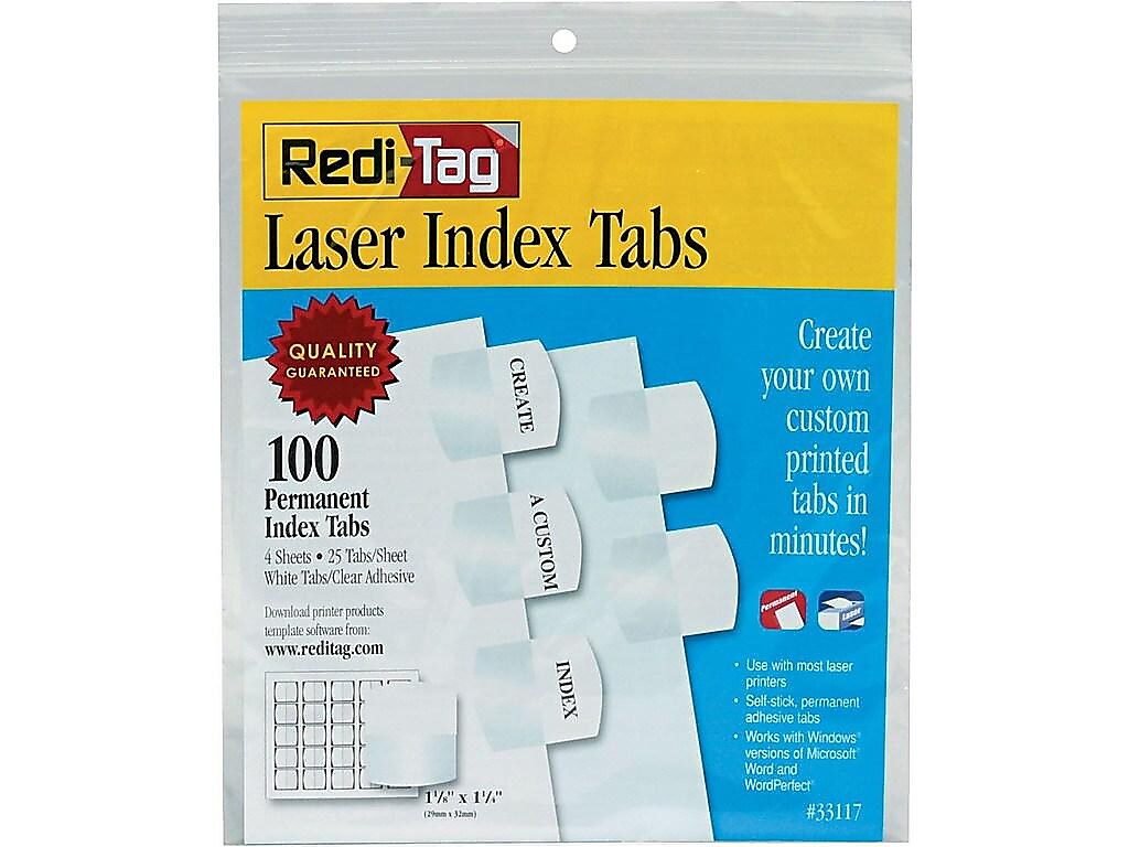 Redi-Tag Laser Tabs, White, 1.13
