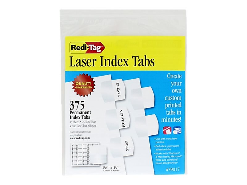Redi-Tag Laser Tabs, White, 1.13