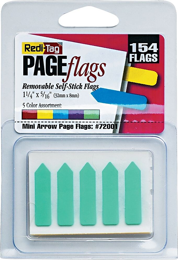 Redi-Tag® Mini Arrow Page Flags, Blank, Assorted Colors, 1 1/4