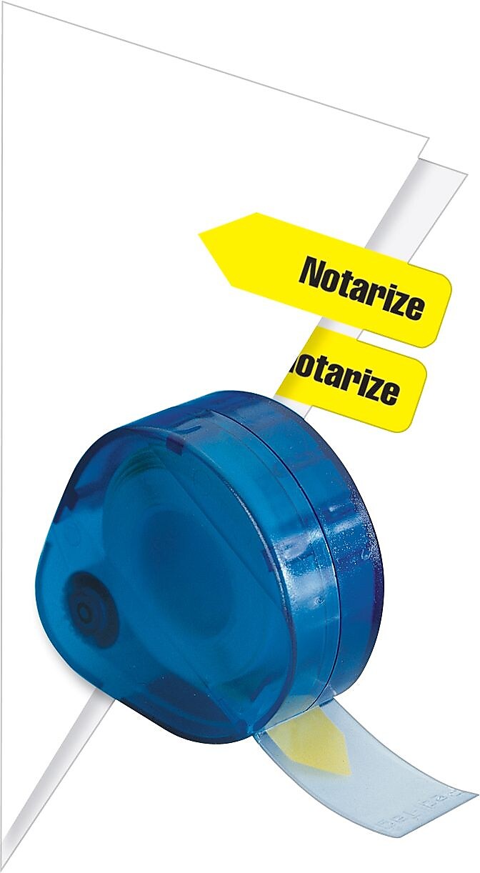 Redi-Tag 'Notarize' Flags with Dispenser, Yellow, 120/Pack